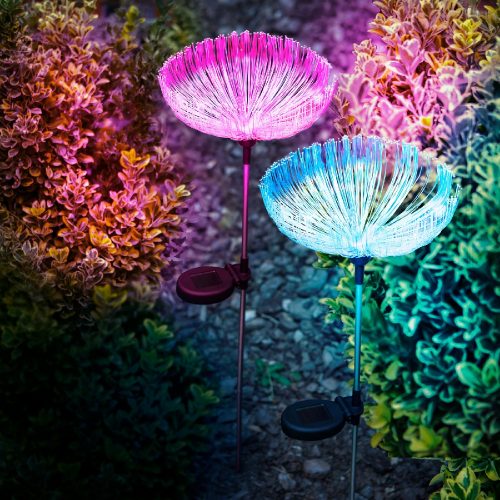 Szolár medúza, leszúrható, száloptikás - 80 cm - színes LED - 11755