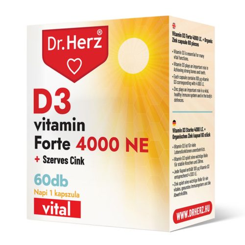 D3-VITAMIN 4000 NE+SZERVES CINK - 60 db étrend-kiegészítő kapszula - Dr. Herz