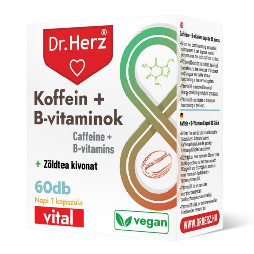 KOFFEIN + B-VITAMINOK - 60 db étrend-kiegészítő kapszula - Dr. Herz