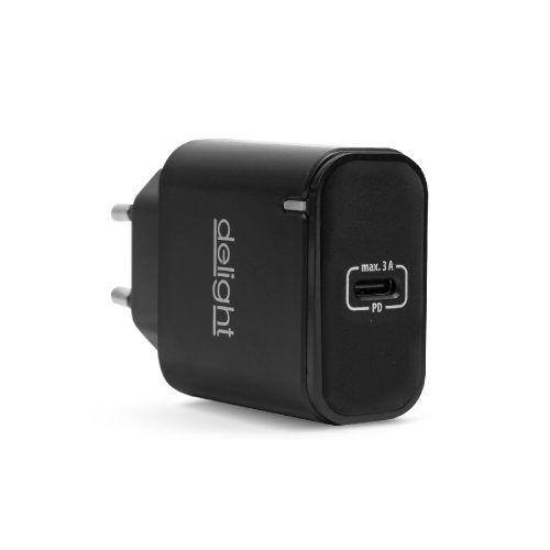 Hálózati Adapter - USB Type-C - gyorstöltő, PD20W - fekete - 55046BK