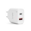 Hálózati Adapter USB + Type-C - gyorstöltő, PD20W - fehér - 55047WH