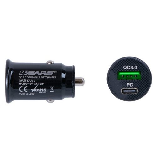 Autós USB adapter QC 3.0 és Type-C PD gyorstöltés 12-24 V - 4CARS