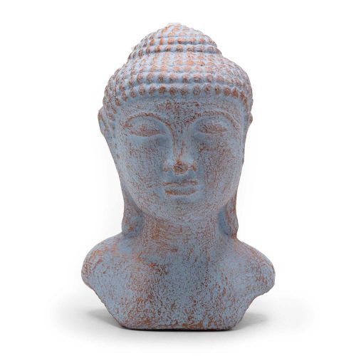 Antik stílusú Buddha fej - kék és bronz