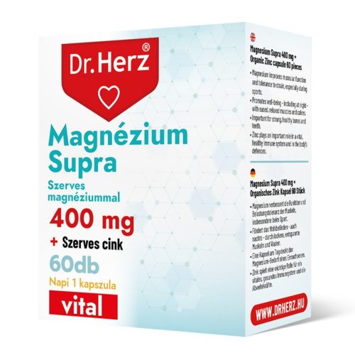 MAGNÉZIUM SUPRA 400 MG + SZERVES CINK - 60 db étrend-kiegészítő kapszula - Dr. Herz