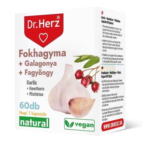 Fokhagyma + galagonya + fagyöngy - 60 db étrend-kiegészítő kapszula - Dr. Herz