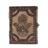 Bőrkötésű kézműves notesz - Hamsa - 17,5x12,5x3 cm