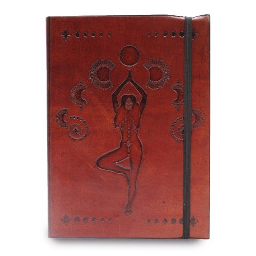 Bőrkötésű kézműves notesz - COSMIC GODDESS - 13x13x2,5 cm